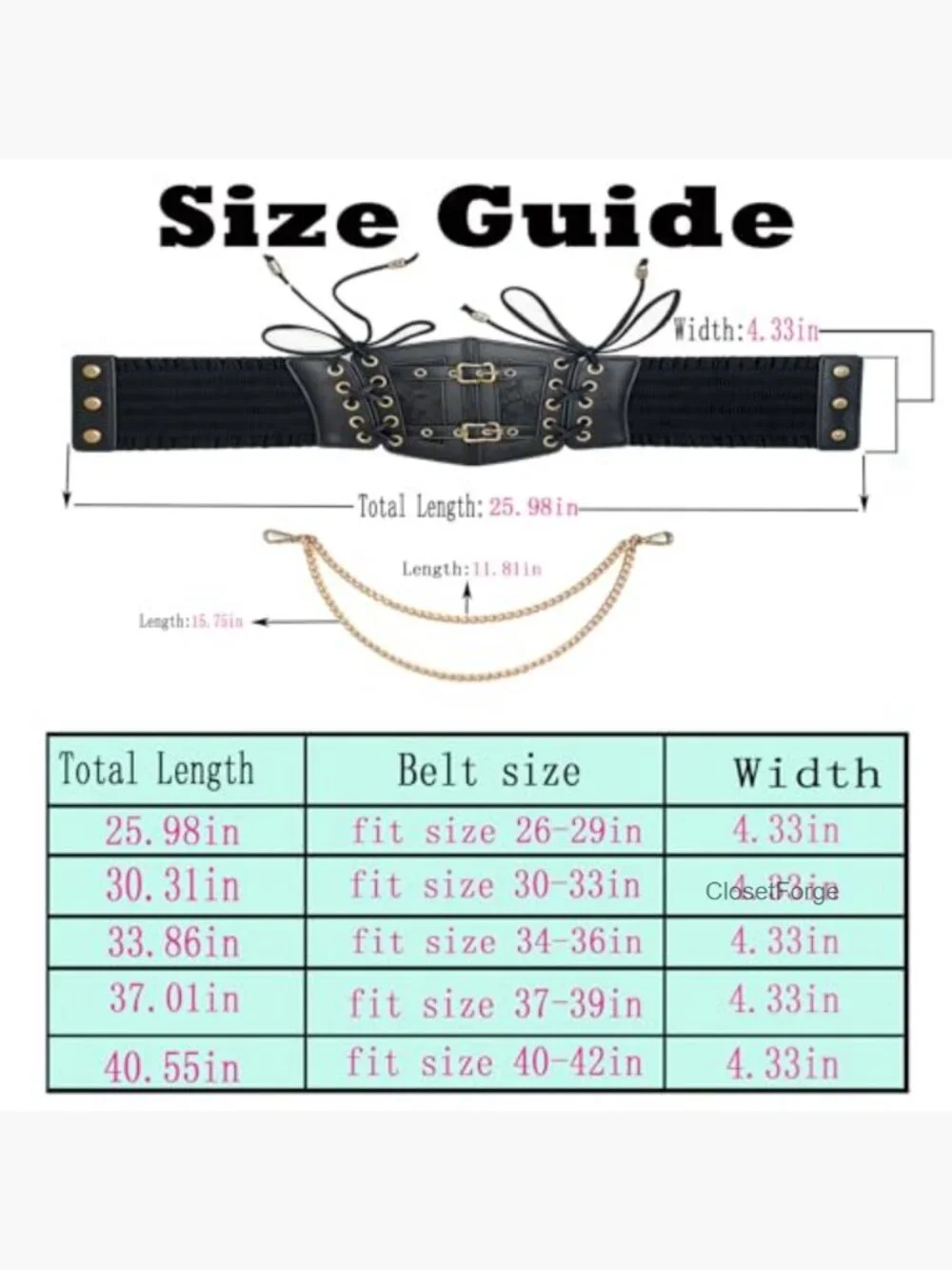Wide Lace-Up Corset Belt Women Faux Leather Waist Trainer Cosplay